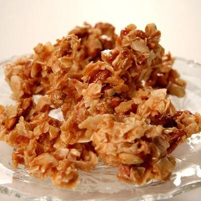 Coconut Peanut Brittle with Toasted Coconut Flakes