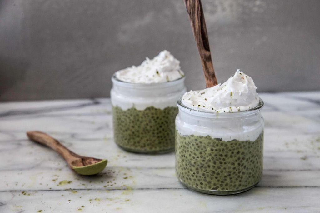 Coconut and Matcha Chia Seed Pudding