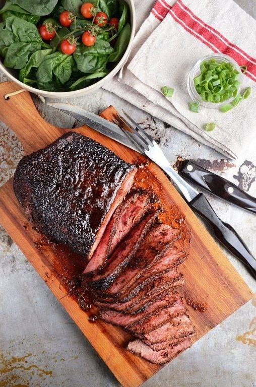 Coffee Rubbed London Broil with Honey Glaze