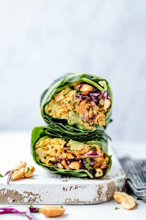 Collard Green Wraps with Spicy Chickpeas