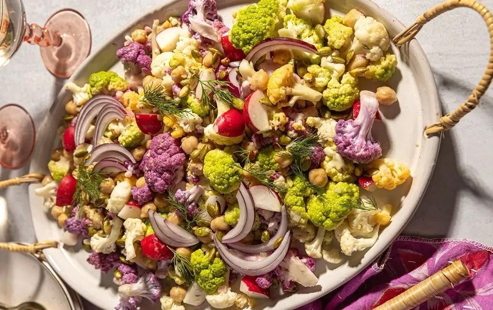 Colorful Rainbow Vegetable Cauliflower Salad