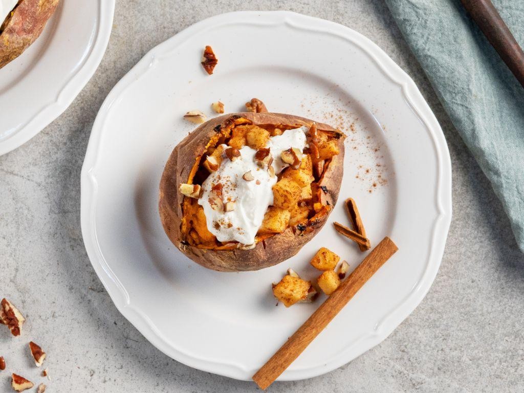 Comforting Baked Sweet Potato with Coconut Yogurt