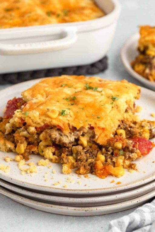 Comforting Ground Beef and Cornbread Bake