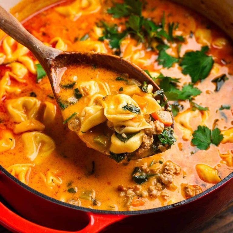 Comforting Sausage Tortellini Soup with Lentils