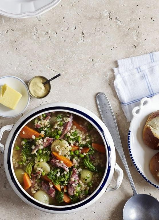 Comforting Smoked Ham Hock and Root Vegetable Soup