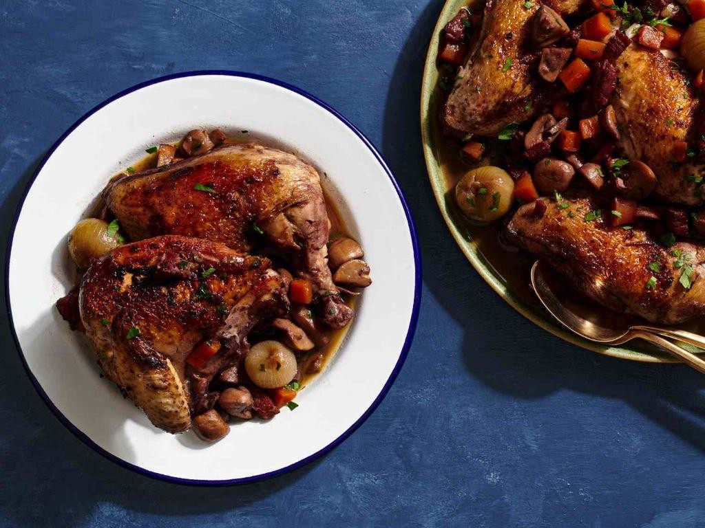 Coq au Vin with Rich Red Wine Sauce