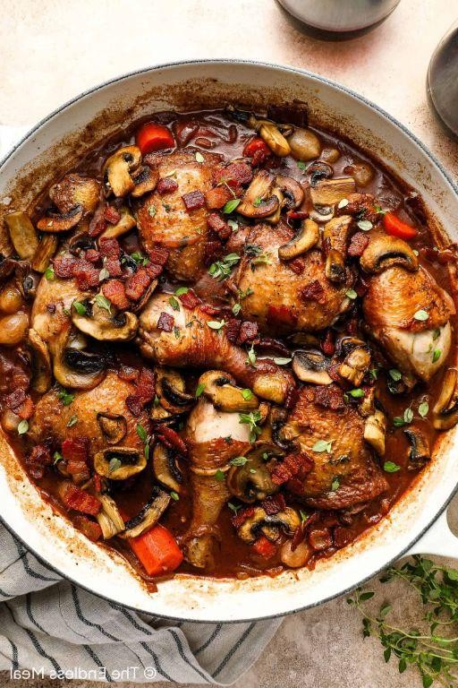 Coq au Vin with Smoky Bacon and Shallots