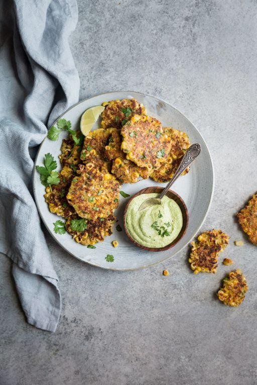 Corn and Jalapeño Fritters with Cilantro Dip