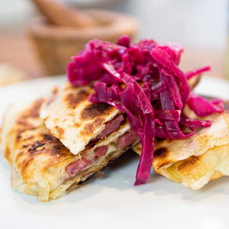 Corned Beef Quesadillas with Spicy Cheese