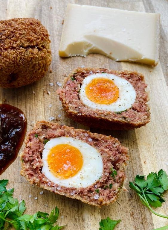 Corned Beef and Cheddar Scotch Eggs