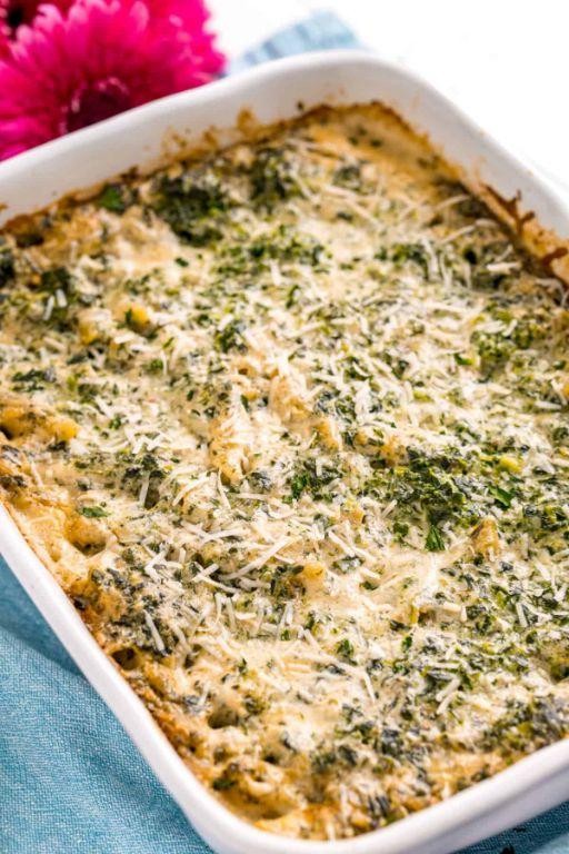 Corned Beef and Spinach Alfredo Bake