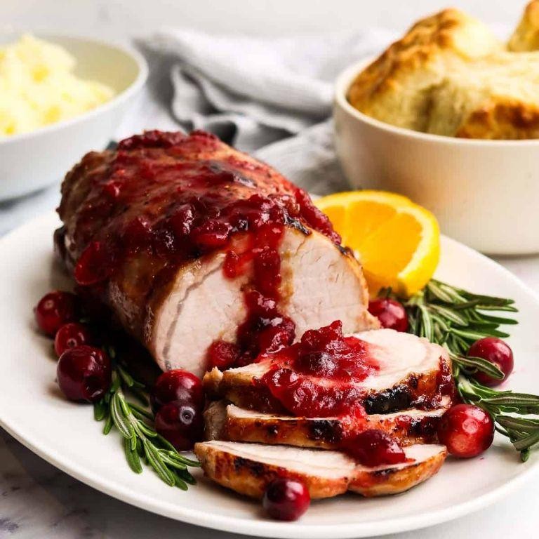 Cranberry Jelly Glazed Pork Tenderloin