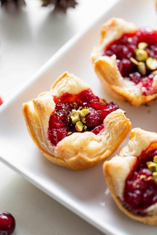 Cranberry Jelly and Brie Puff Pastry Bites