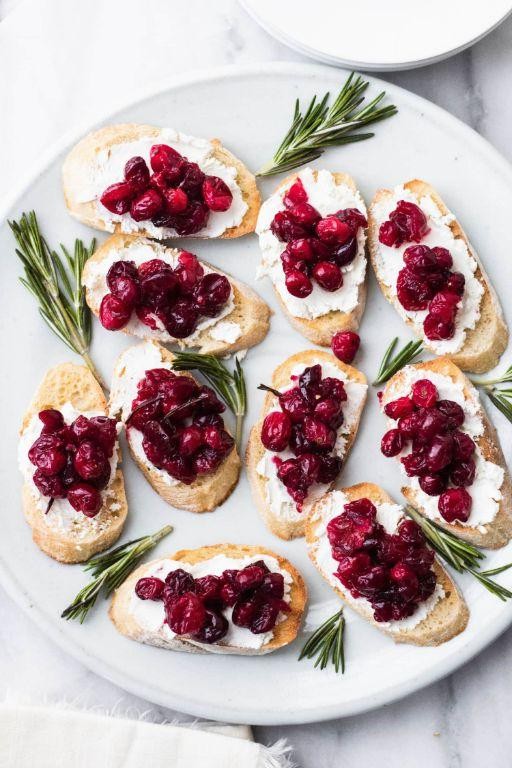 Cranberry Jelly and Goat Cheese Crostini