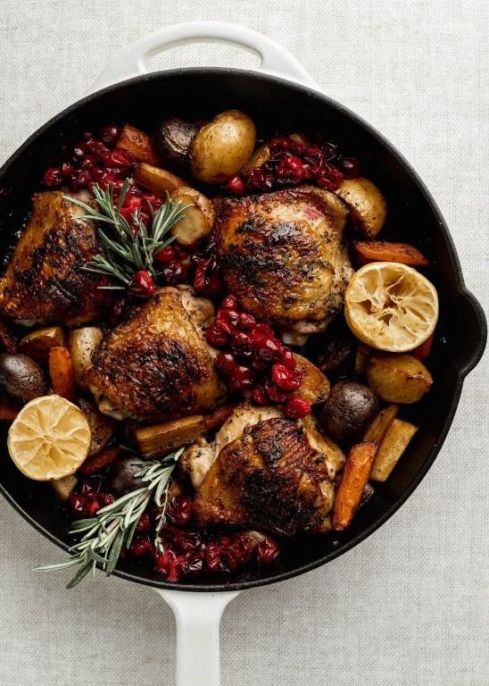 Cranberry Jelly and Herb Roasted Chicken Thighs