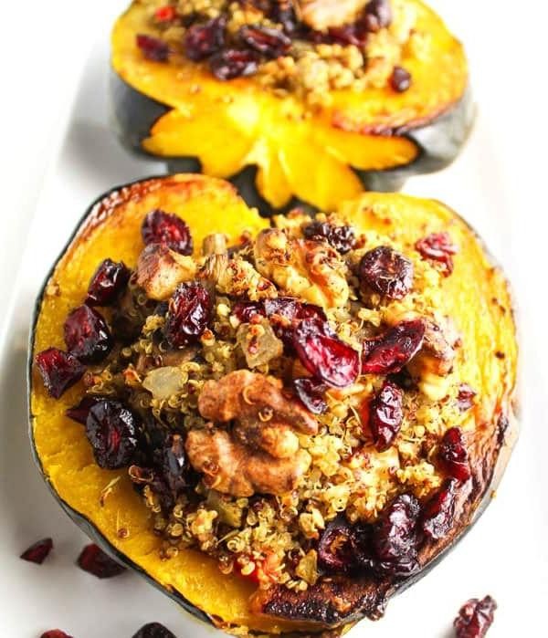 Cranberry Jelly and Walnut Stuffed Acorn Squash