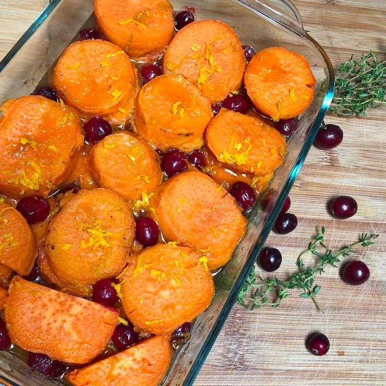 Cranberry-Studded Candied Sweet Potatoes