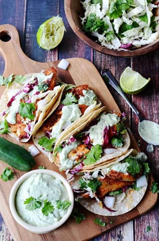 Crappie Fish Tacos with Avocado Cream