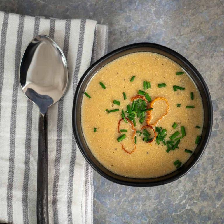 Creamy Black Truffle Oil and Leek Soup