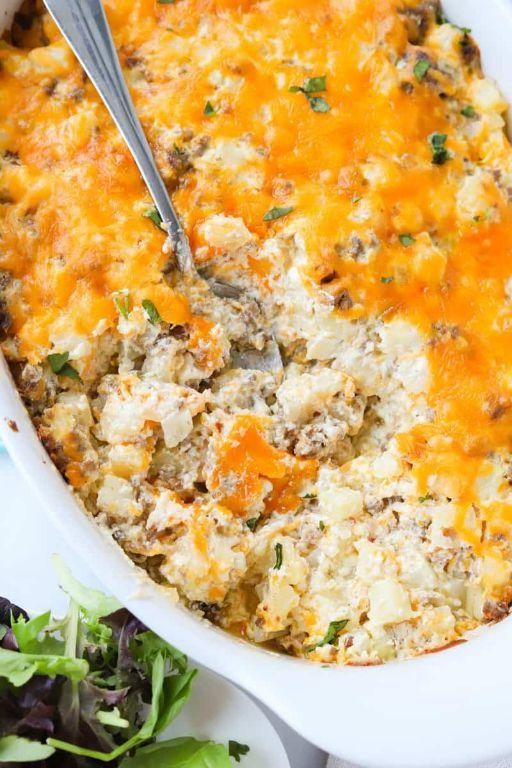 Creamy Broccoli and Hamburger Hash Brown Casserole