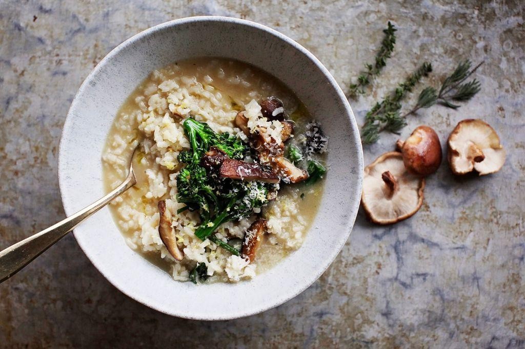 Creamy Broccolini and Mushroom Risotto