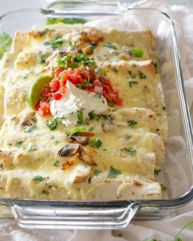 Creamy Chicken and Mushroom Enchiladas