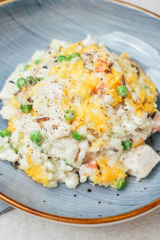 Creamy Chicken and Wild Rice Dressing Bake