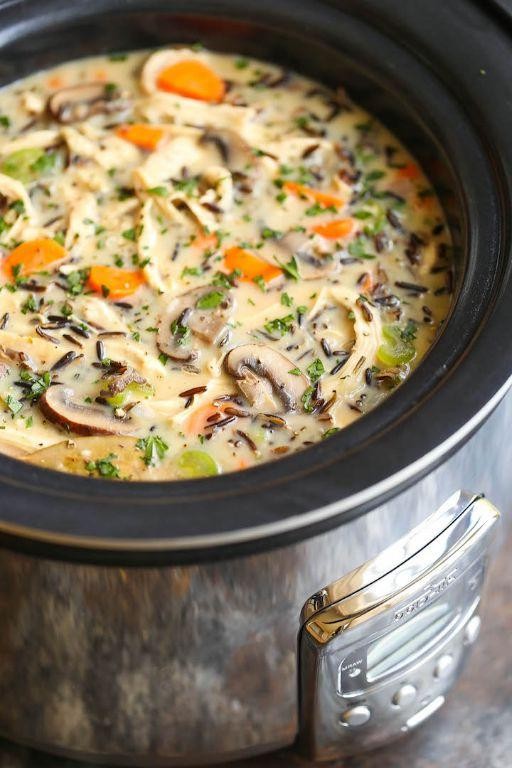 Creamy Chicken and Wild Rice Slow Cooker Soup