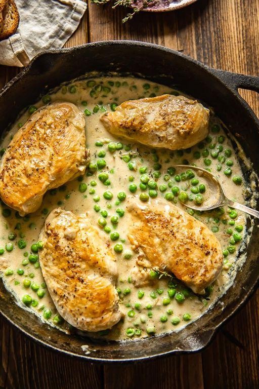 Creamy Garlic Chicken and Peas