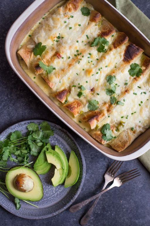 Creamy Hatch Chili Chicken Enchiladas