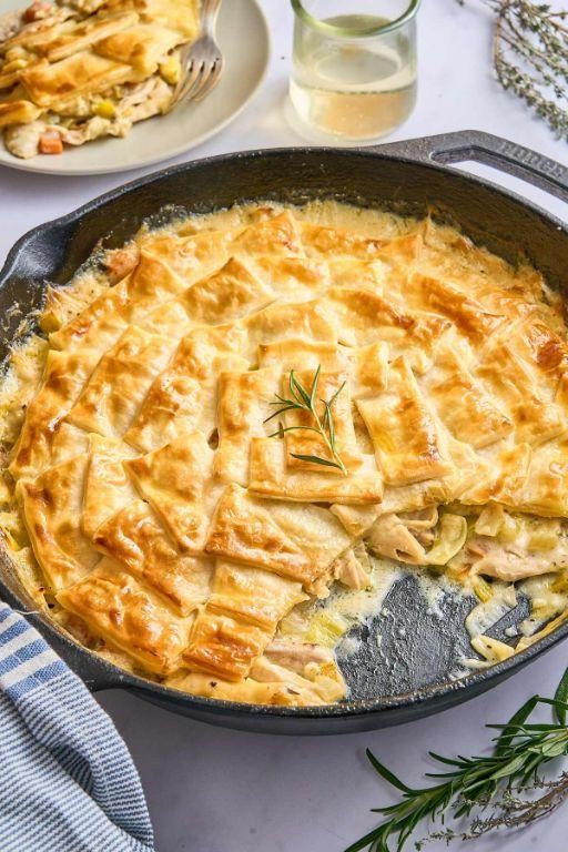 Creamy Herb Chicken Pot Pie with Puff Pastry Top