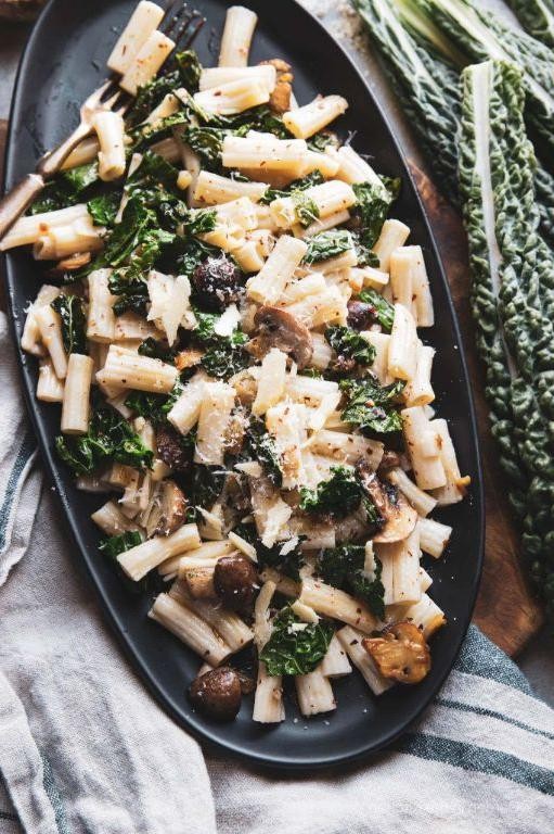 Creamy Kale and Mushroom Pasta