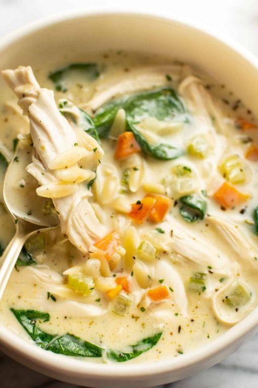 Creamy Lemon Chicken Orzo Comfort Soup