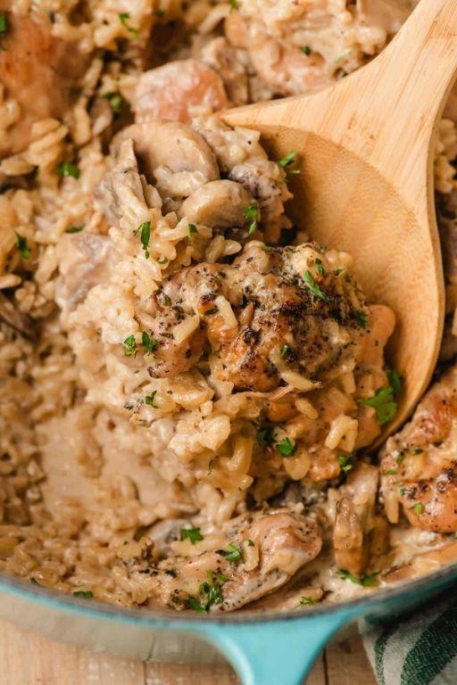 Creamy Mushroom Chicken and Rice
