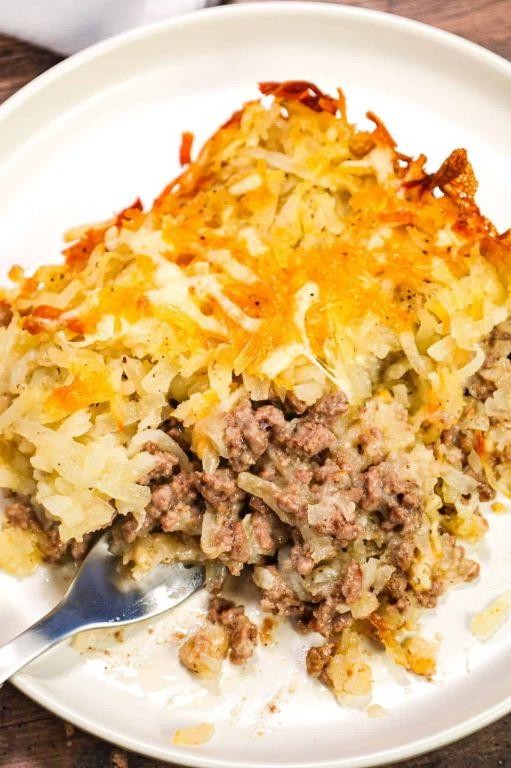 Creamy Mushroom and Hamburger Casserole with Hash Browns