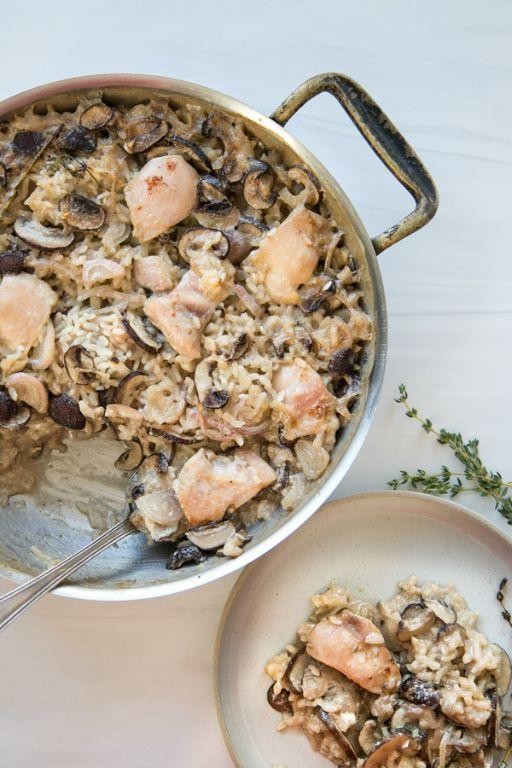 Creamy Mushroom and Rice Bake