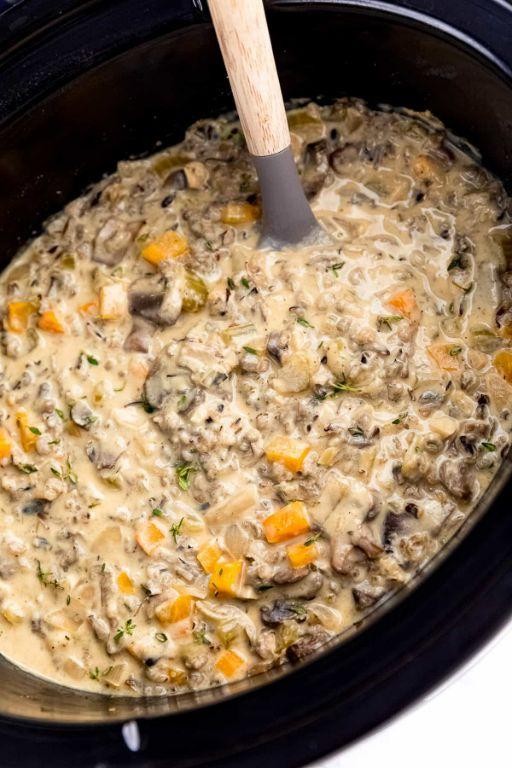 Creamy Mushroom and Wild Rice Slow Cooker Casserole