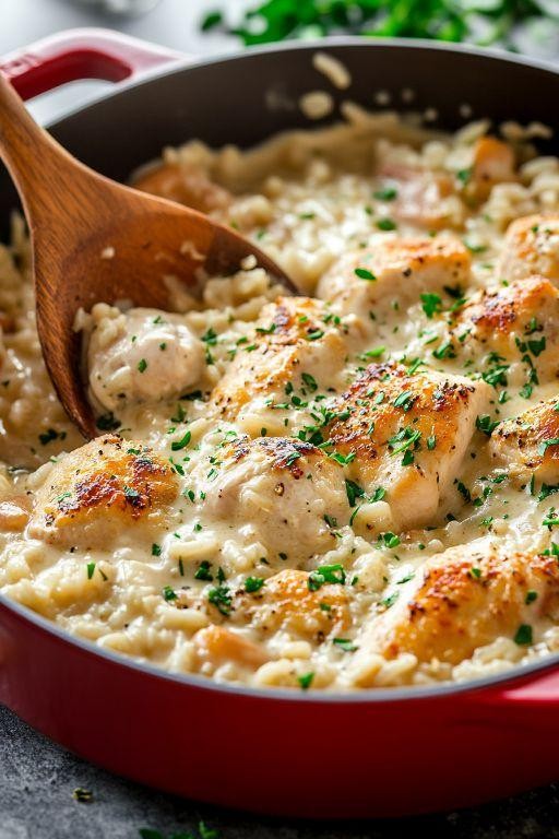 Creamy Parmesan One Pan Chicken and Rice