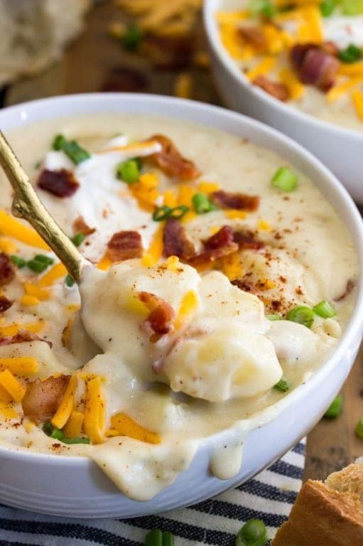 Creamy Potato Soup with Bacon Pieces