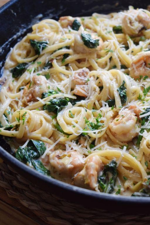 Creamy Spinach Shrimp Fettuccine