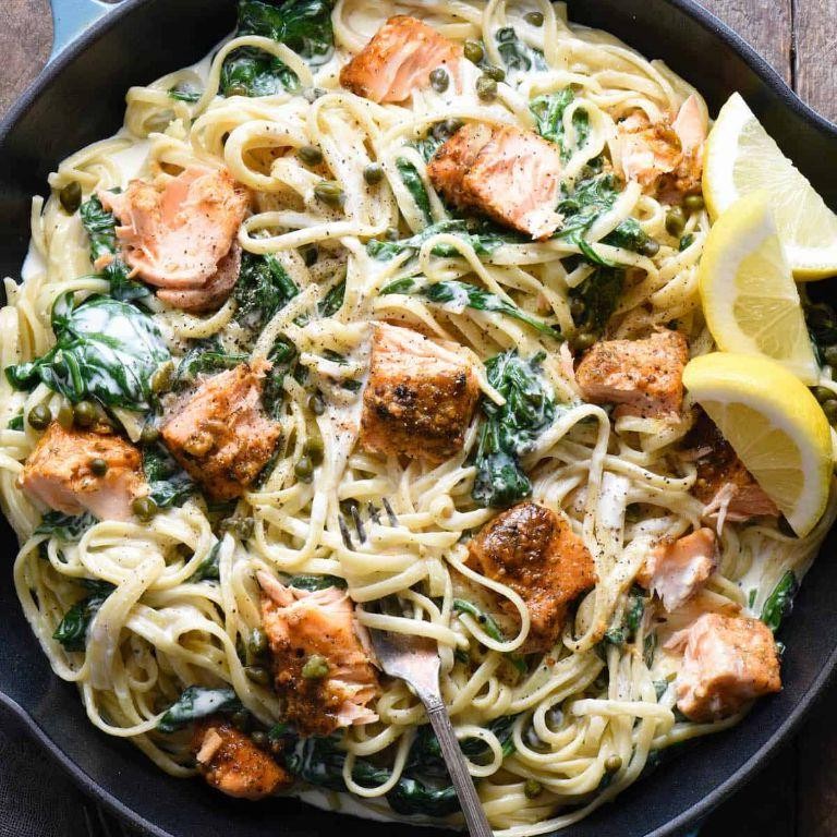 Creamy Spinach and Salmon Pasta
