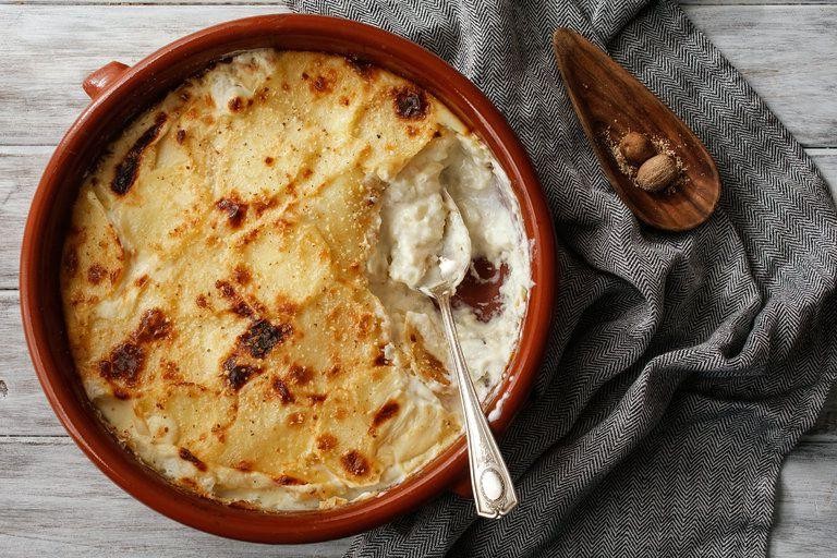 Creamy Tatsoi and Potato Gratin
