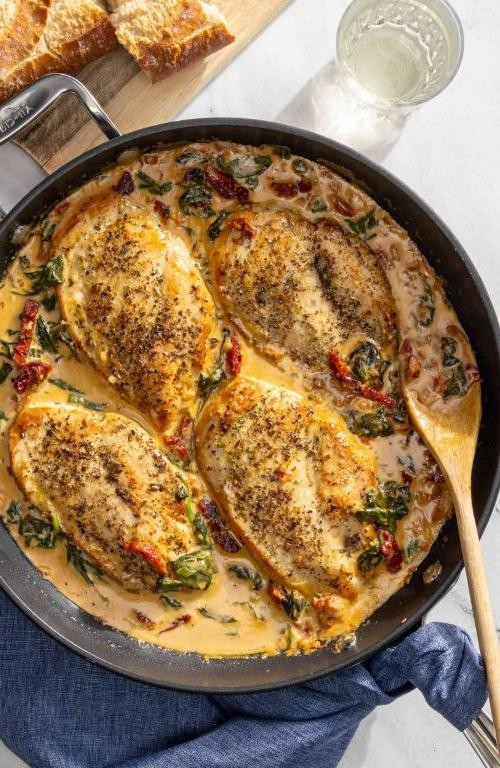Creamy Tuscan Chicken and Egg Skillet