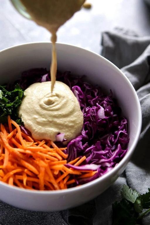 Creamy Vegan Coleslaw with Purple Cabbage