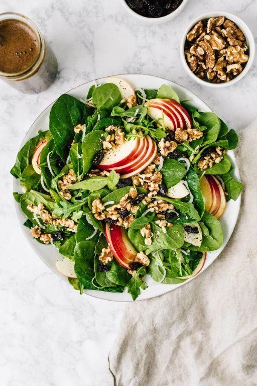 Crispy Apple and Walnut Spinach Salad