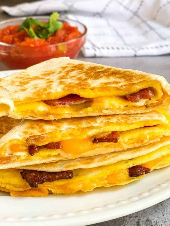 Crispy Bacon and Cheese Breakfast Quesadillas