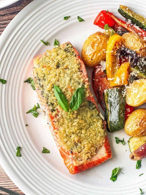 Crispy Basil Crusted Salmon