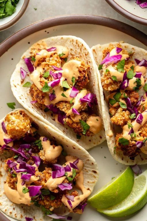 Crispy Cauliflower Tacos with Chipotle Sauce