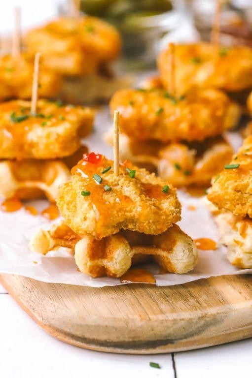 Crispy Chicken Patty and Waffle Bites