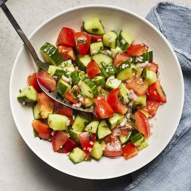 Crispy Cucumber and Tomato Salad with Lemon Vinaigrette